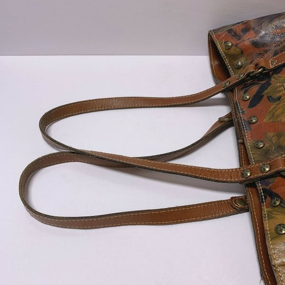 *Patricia Nash Brown & Multicolor Handbag Leather Print Tote Size Large - Picture 4 of 7